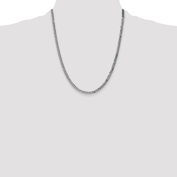 14K White Gold 3.9mm Flat Beveled Curb with Lobster Clasp Chain