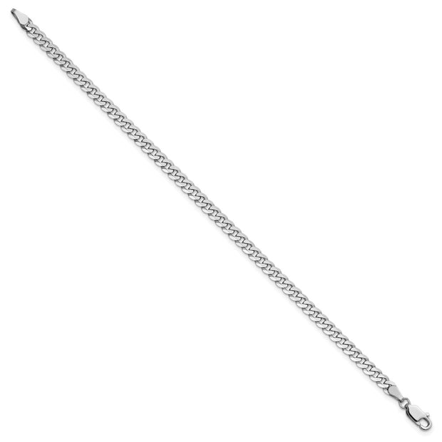 14K White Gold 3.9mm Flat Beveled Curb with Lobster Clasp Bracelet
