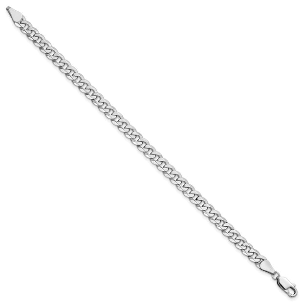 14K White Gold 5.75mm Flat Beveled Curb with Lobster Clasp Bracelet
