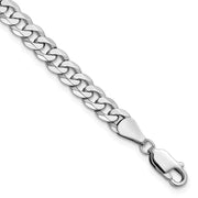 14K White Gold 5.75mm Flat Beveled Curb with Lobster Clasp Bracelet