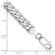 14K White Gold 7.25mm Flat Beveled Curb with Lobster Clasp Bracelet