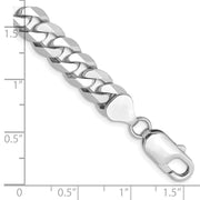 14K White Gold 8mm Flat Beveled Curb with Lobster Clasp Bracelet