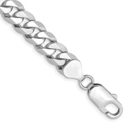 14K White Gold 8mm Flat Beveled Curb with Lobster Clasp Bracelet