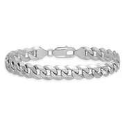 14K White Gold 8.5mm Flat Beveled Curb with Lobster Clasp Chain