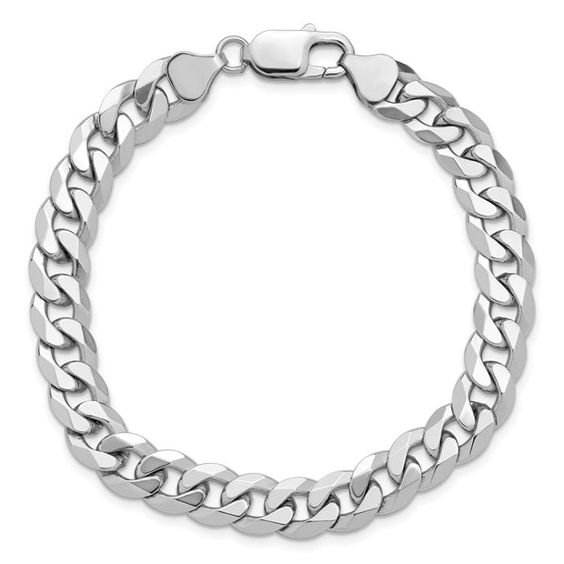 14K White Gold 8.5mm Flat Beveled Curb with Lobster Clasp Chain