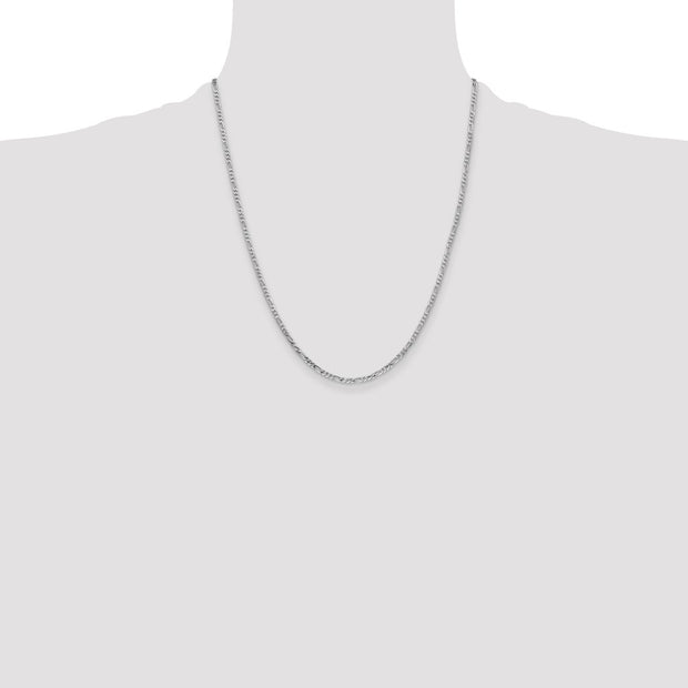14K White Gold 2.25mm Flat Figaro with Lobster Clasp Chain