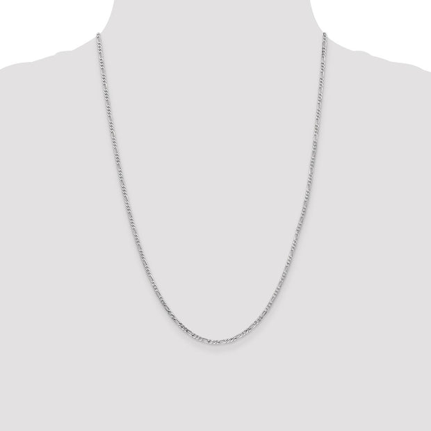 14K White Gold 2.25mm Flat Figaro with Lobster Clasp Chain