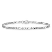 14K White Gold 2.25mm Flat Figaro with Lobster Clasp Bracelet