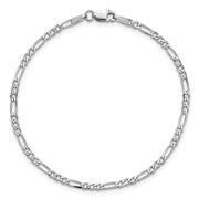 14K White Gold 2.25mm Flat Figaro with Lobster Clasp Anklet