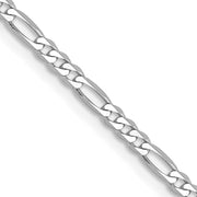14K White Gold 2.25mm Flat Figaro with Lobster Clasp Chain