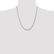 14K White Gold 2.75mm Flat Figaro with Lobster Clasp Chain