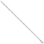 14K White Gold 2.75mm Flat Figaro with Lobster Clasp Anklet