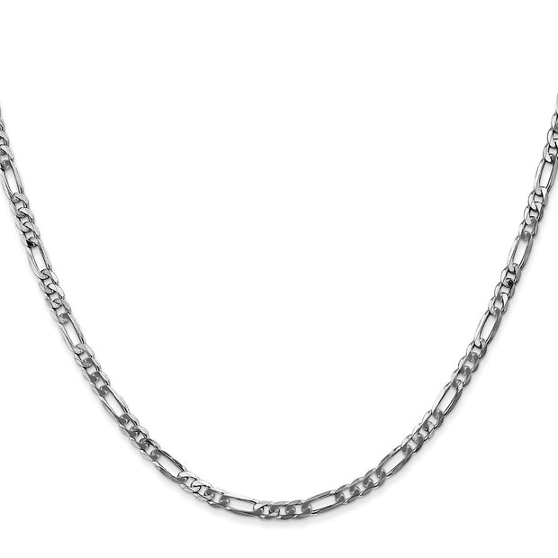 14K White Gold 3mm Flat Figaro with Lobster Clasp Chain