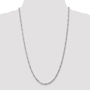 14K White Gold 3mm Flat Figaro with Lobster Clasp Chain