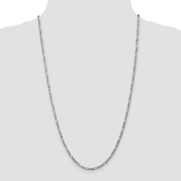 14K White Gold 3mm Flat Figaro with Lobster Clasp Chain