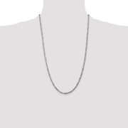 14K White Gold 3mm Flat Figaro with Lobster Clasp Chain