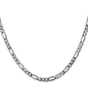 14K White Gold 4mm Flat Figaro with Lobster Clasp Chain