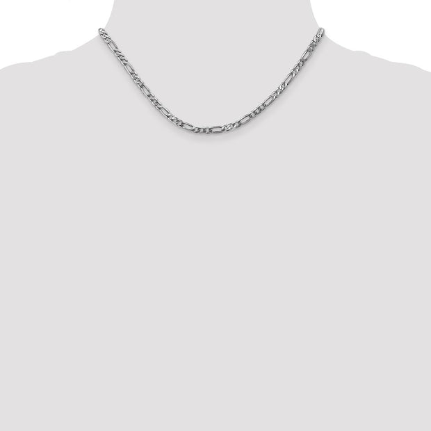 14K White Gold 4mm Flat Figaro with Lobster Clasp Chain