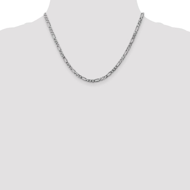 14K White Gold 4mm Flat Figaro with Lobster Clasp Chain
