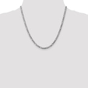 14K White Gold 4mm Flat Figaro with Lobster Clasp Chain