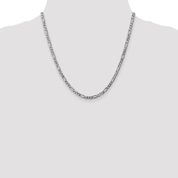 14K White Gold 4mm Flat Figaro with Lobster Clasp Chain