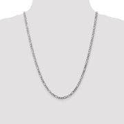 14K White Gold 4mm Flat Figaro with Lobster Clasp Chain