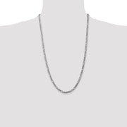 14K White Gold 4mm Flat Figaro with Lobster Clasp Chain