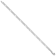 14K White Gold 4mm Flat Figaro with Lobster Clasp Bracelet