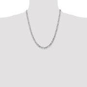 14K White Gold 4.5mm Flat Figaro with Lobster Clasp Chain