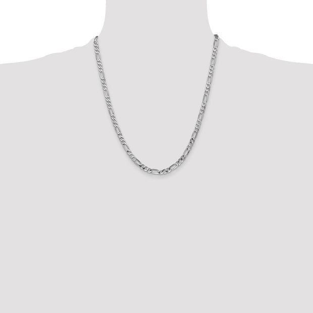 14K White Gold 4.5mm Flat Figaro with Lobster Clasp Chain