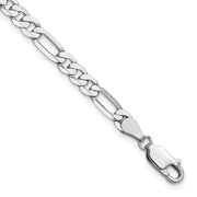 14K White Gold 4.5mm Flat Figaro with Lobster Clasp Bracelet
