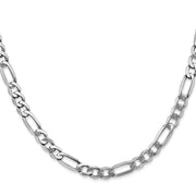 14K White Gold 5.5mm Flat Figaro with Lobster Clasp Chain