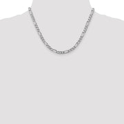 14K White Gold 5.5mm Flat Figaro with Lobster Clasp Chain