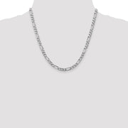 14K White Gold 5.5mm Flat Figaro with Lobster Clasp Chain