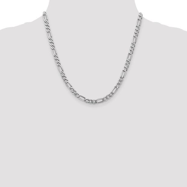 14K White Gold 5.5mm Flat Figaro with Lobster Clasp Chain