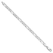 14K White Gold 6mm Flat Figaro with Lobster Clasp Bracelet