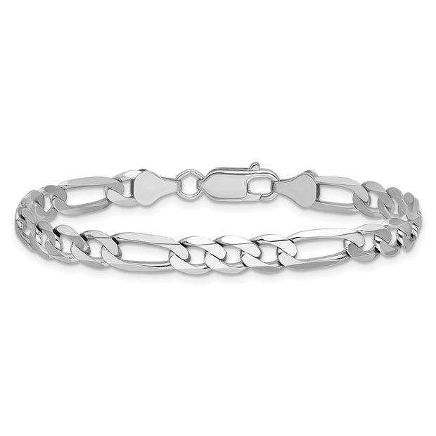 14K White Gold 6mm Flat Figaro with Lobster Clasp Bracelet