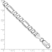 14K White Gold 6mm Flat Figaro with Lobster Clasp Bracelet
