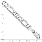 14K White Gold 7mm Flat Figaro with Lobster Clasp Bracelet