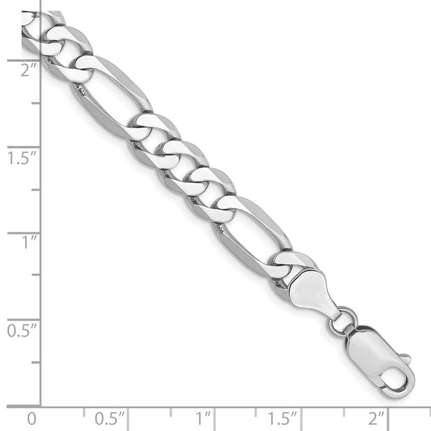 14K White Gold 7mm Flat Figaro with Lobster Clasp Bracelet