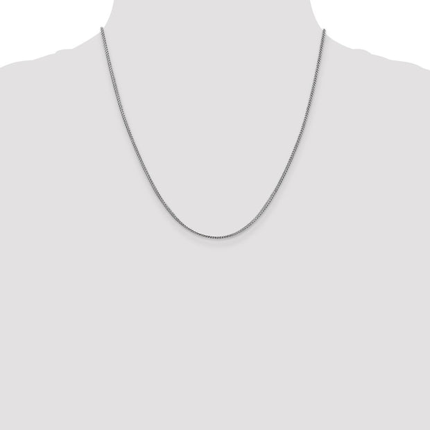 14K White Gold 1mm Franco with Lobster Clasp Chain