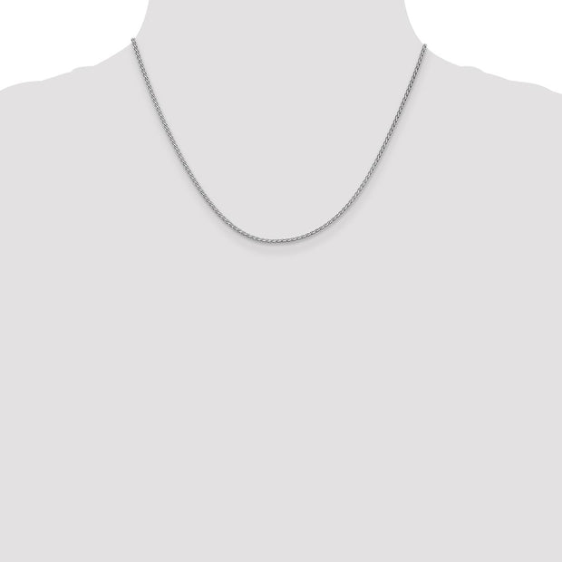 14K White Gold 1.9mm Flat Wheat with Lobster Clasp Chain