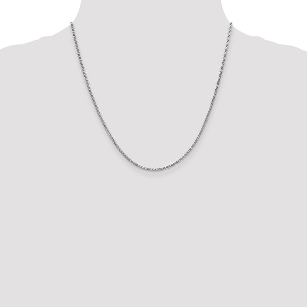 14K White Gold 1.9mm Flat Wheat with Lobster Clasp Chain