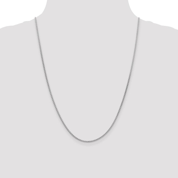 14K White Gold 1.9mm Flat Wheat with Lobster Clasp Chain