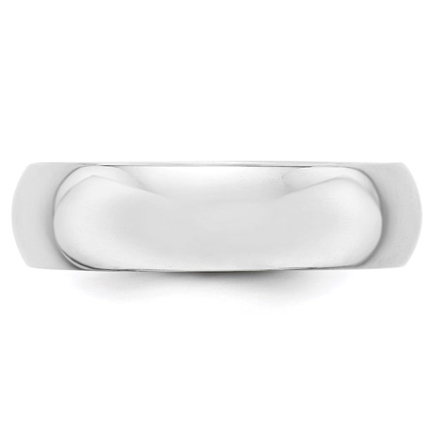 14k White Gold 6mm Half-Round Wedding Band