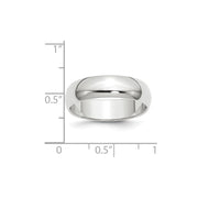 14k White Gold 6mm Half-Round Wedding Band