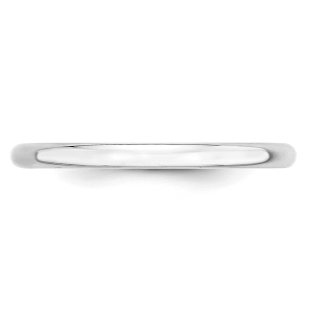 14k White Gold 2mm Lightweight Half Round Wedding Band