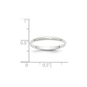 14k White Gold 2mm Lightweight Half Round Wedding Band