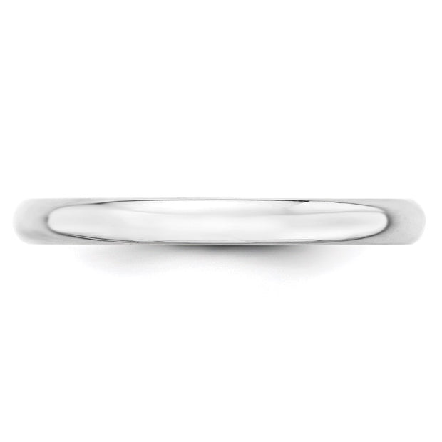 14k White Gold 2.5mm Lightweight Half Round Wedding Band