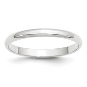 14k White Gold 2.5mm Lightweight Half Round Wedding Band